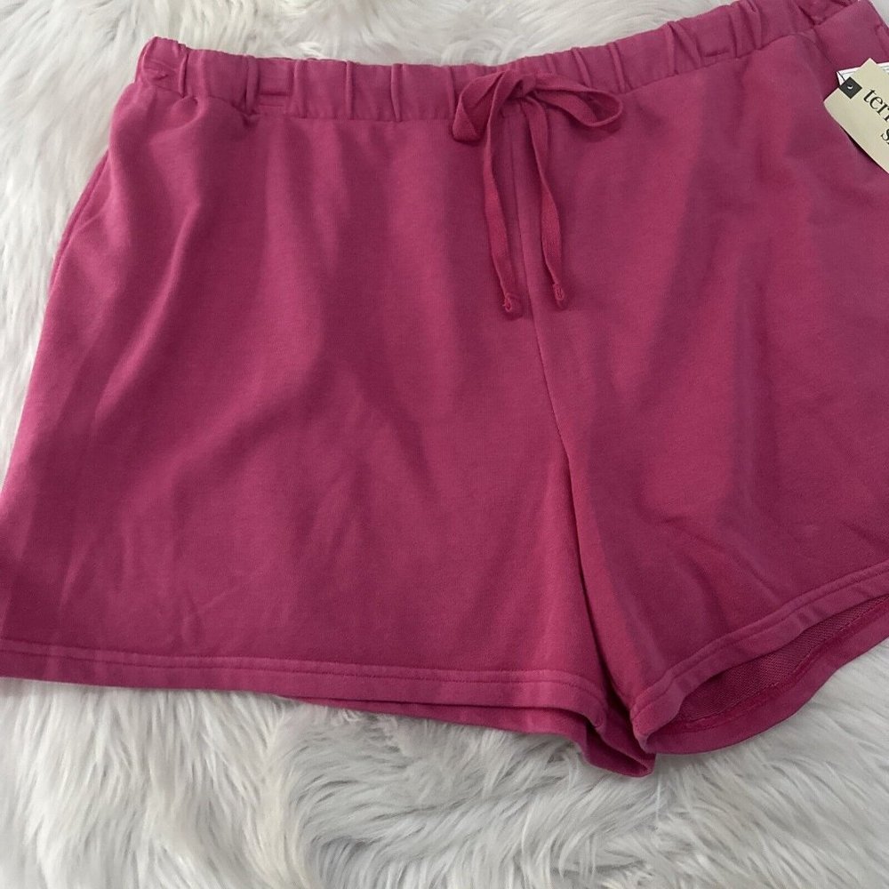 Terra & Sky womens NWT pink knit sweat shorts 2X 20W-22W elastic waist comfort - Picture 2 of 12